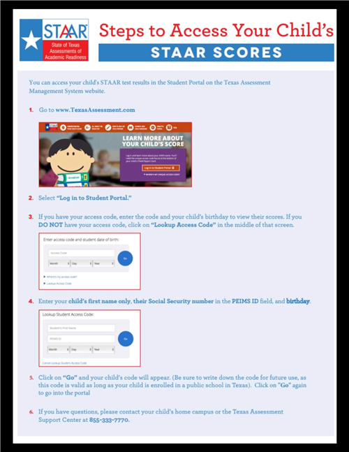 How do I look up my child's STAAR scores?
